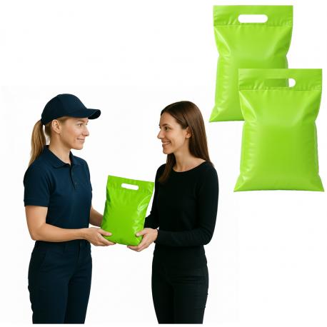 Foliopaki kurierskie z rączką 360x630+50mm 36x63+5cm 0,055 Zielone 25szt