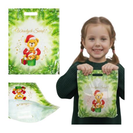 Torby Reklamowe Świąteczne 400x450mm 40x45cm LD PE 0,06 Wesołych Świąt 10 / 25szt