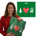 Torby Reklamowe Świąteczne 600x500mm 60x50cm LD PE 0,06 Zielona