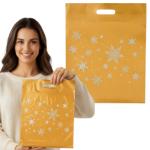 Torby Reklamowe Świąteczne 400x500mm 40x50cm LD PE 0,06 Złota 10 / 25szt