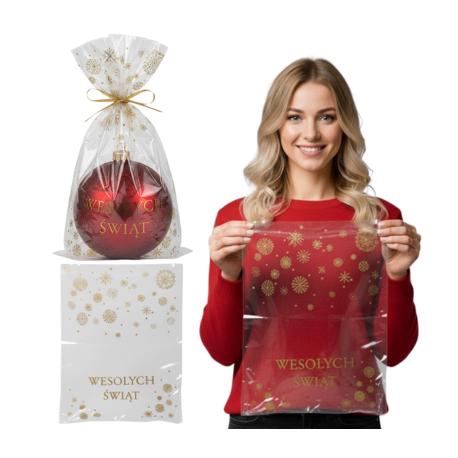Woreczki celofanowe świąteczne 300x400mm 30x40cm PP BG 0,025 25 / 100 / 500szt