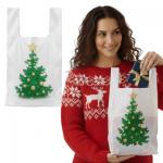 Reklamówki jednorazowe świąteczne 25+2f5/45cm 35x45cm 0,013 100szt HDPE nadruk choinka