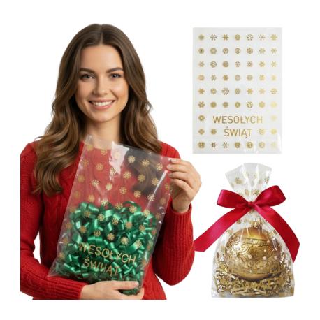 Woreczki celofanowe świąteczne 250x350mm 25x35cm PP BG 0,025 25 / 100 / 500szt