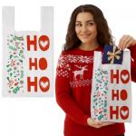 Reklamówki jednorazowe świąteczne 25+2f5/45cm 35x45cm 0,013 100szt HD PE Nadruk Gałązki